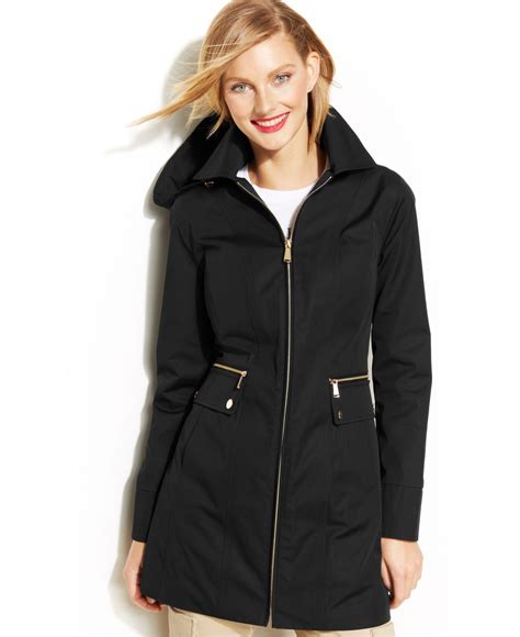 black zip up michael kors jacket hooded|Michael Kors Lightweight Hooded Puffer Jacket .